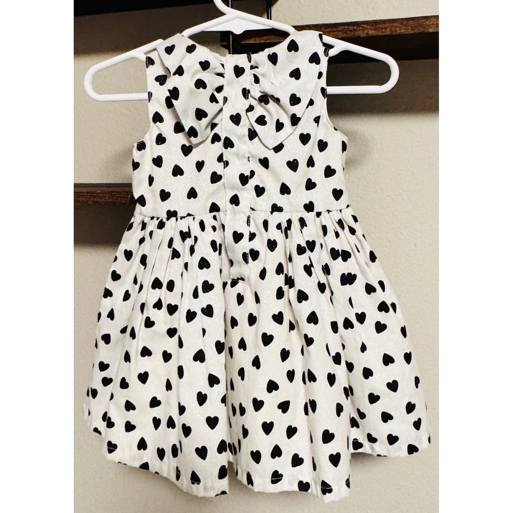 Carter's Dress Collared White & Black Heart Print Mod Special Occasion 6 Months